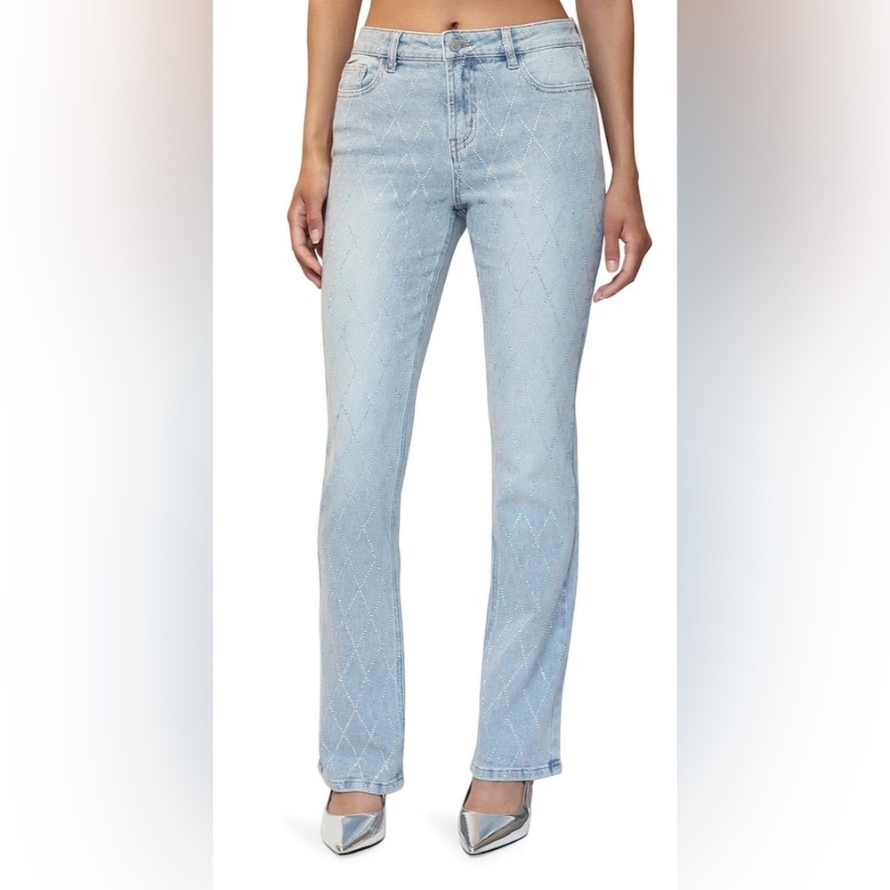 Stevie by Steve Madden Size 7 Rhinestone Bootcut Jeans – Light Wash – NWT